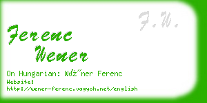 ferenc wener business card